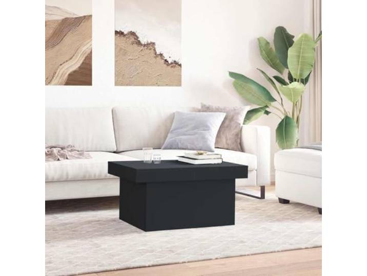KTHLBRH Couchtisch, Schwarz, 80 x 55 x 40 cm, aus mehrschichtigem Holz Gleitfläche, großer versteckter Raum, glatte Oberfläche, feuchtigkeitsbeständig