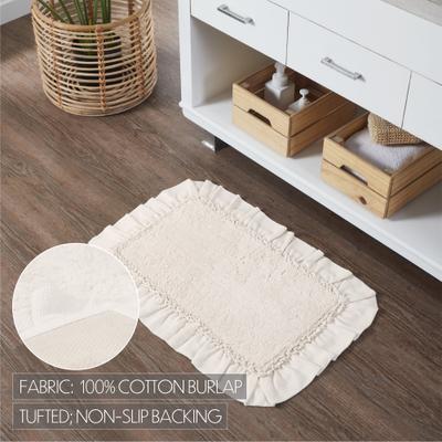 VHC Brands Burlap Antique White Bathmat 20x30