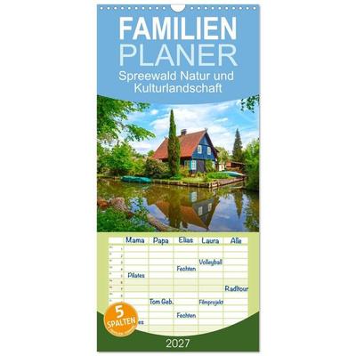 Familienplaner 2027 - Spreewald Natur und Kulturlandschaft mit 5 Spalten (Wandkalender, 21 x 45 cm) CALVENDO