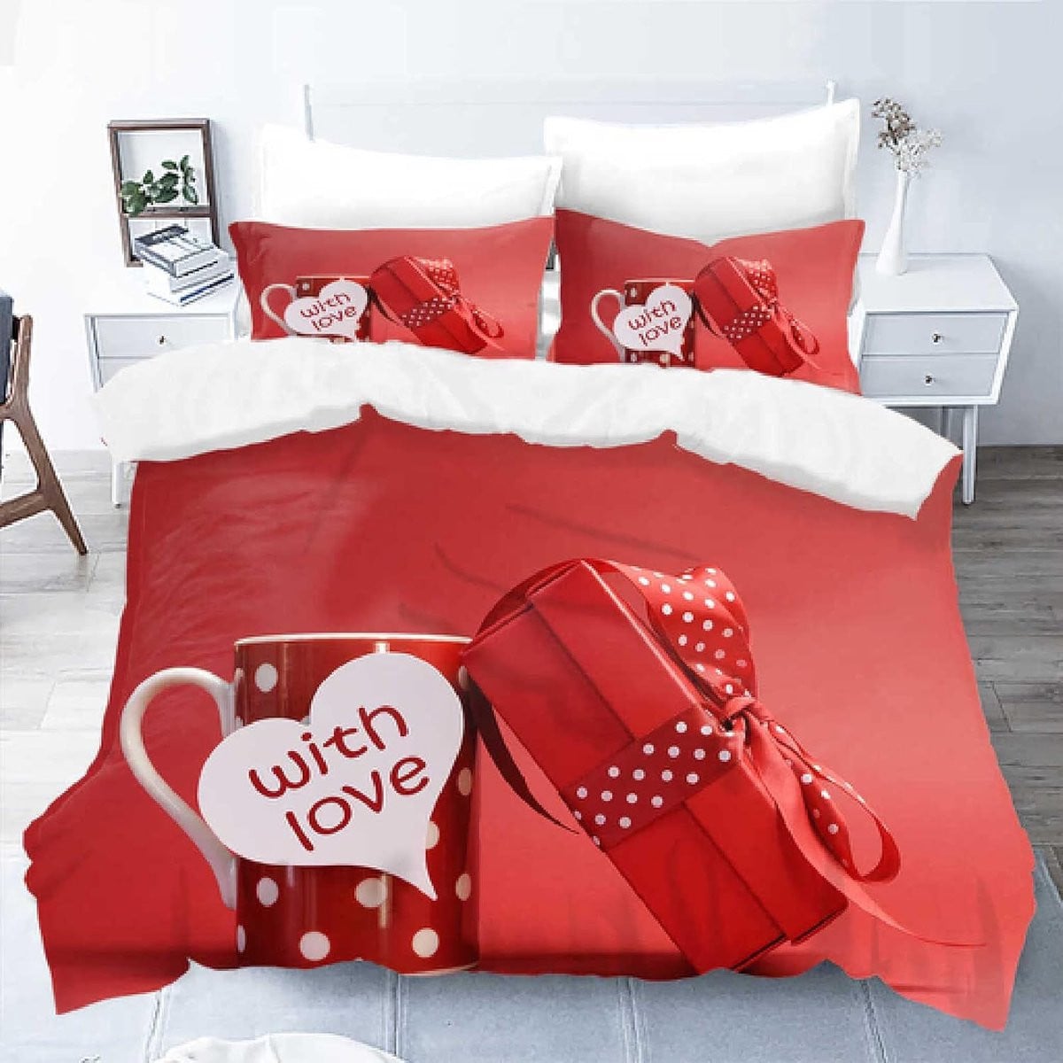 Rood Dekbedovertrek Set van Zacht Microfiber, 200x200 cm