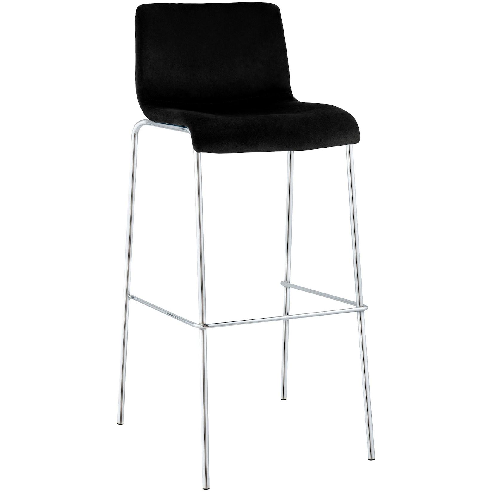 CLP Barhocker Hoover Samt 4-Fuß Chrom - Farbe: schwarz