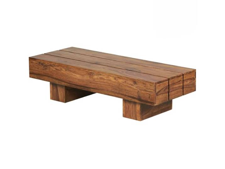 Wohnling Couchtisch Massiv-Holz Sheesham 120cm breit Design Wohnzimmer-Tisch dunkel-braun Landhaus-Stil Beistelltisch