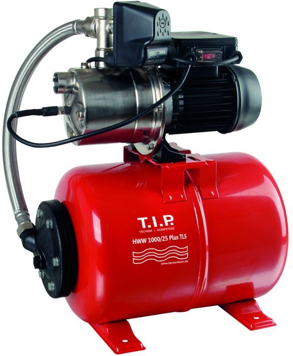 T.I.P. HWW 1000/25 Plus TLS Hauswasserwerk - Edelstahl 31145, mit Trockenlaufschutz, 3.300l/h,  46m Förderhöhe, 22l Kessel
