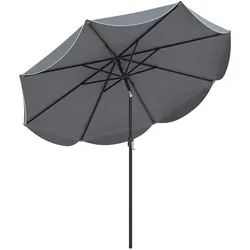 COSTWAY 270cm Sonnenschirm mit Kurbel & Volant, 30° beidseitig neigbar, Garten- Balkon- Terrassenschirm (Grau)