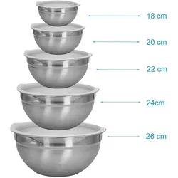 Intirilife Set Salatschüsseln Rührschüsseln, Schüssel + Schale, Silber