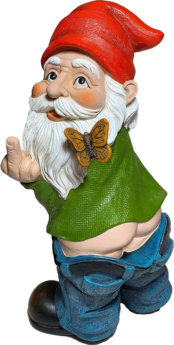 Multicolor kunststof tuinbeeldje van een grappige kabouter voor binnen en buiten