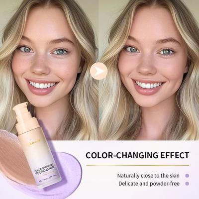 Inspired Finds Magic Color Changing Foundation Liquid CC Cream Foundation Long Lasting Skin Tone Matching Base purple