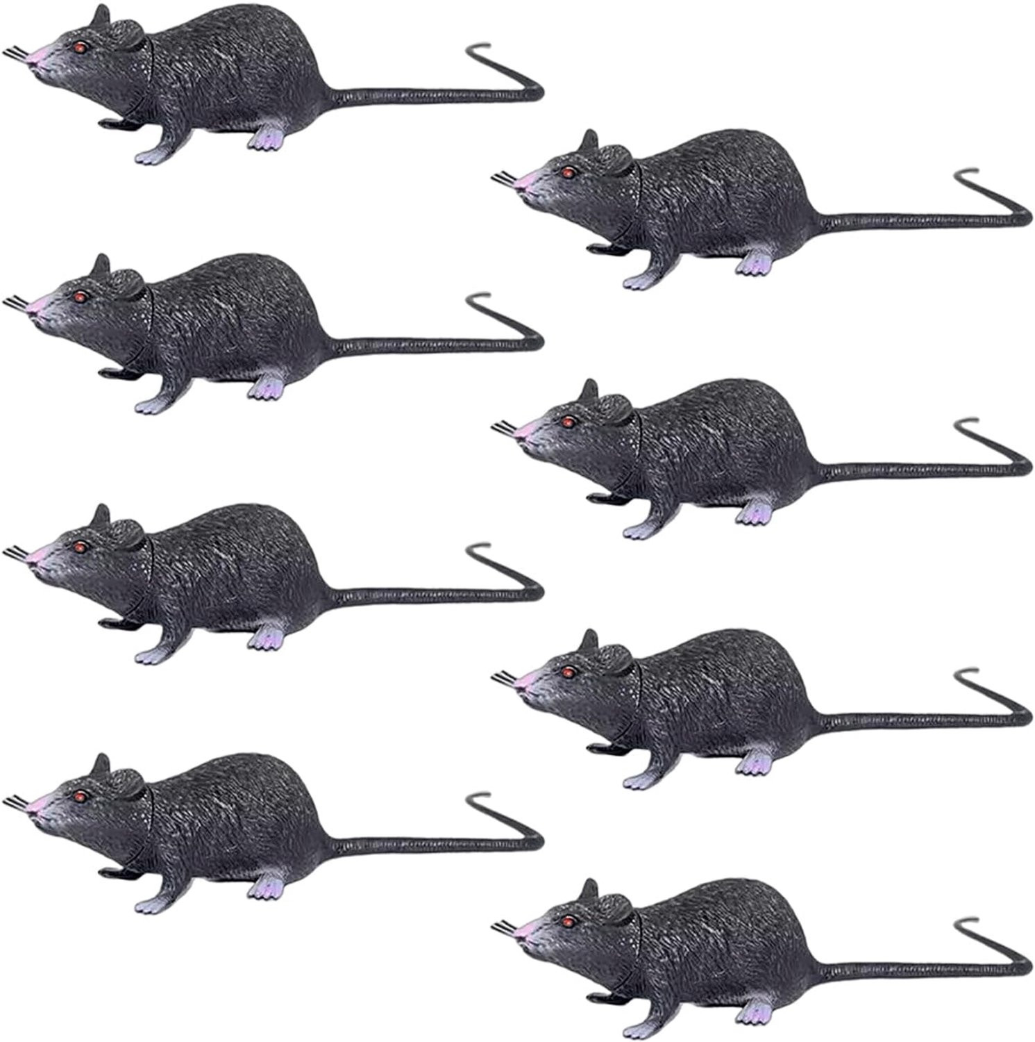 Set van 8 zwarte plastic muismodellen voor decoratie en parodie van ShopVlot