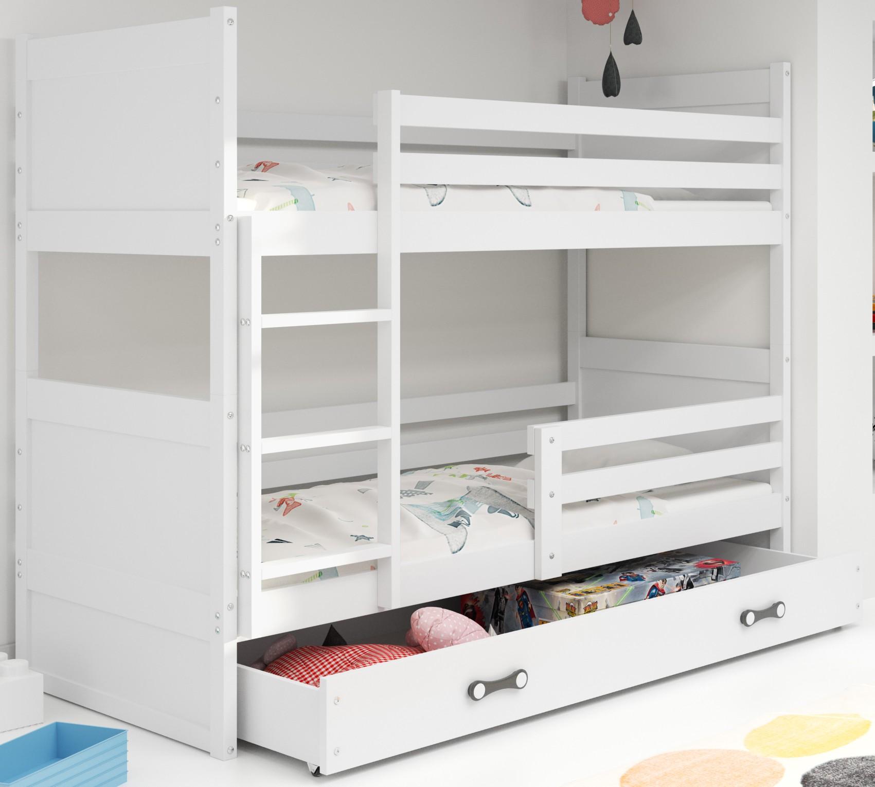 Interbeds Etagenbett 190x90cm Hochbett Stockbett Holzbett Kiefernholz Kinderbett Jugenbett mit Lattenrost und Rausfallschutz