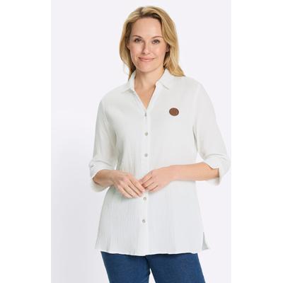 Longbluse CLASSIC BASICS, Damen, Gr. 44, weiß, 100% Baumwolle, unifarben, Blusen Longbluse