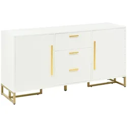 SIDEBOARD in Weiß & Gold mit 2 Türen & 3 Schubladen