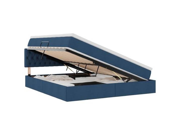 KKgypkn Stauraumbett mit Matratze Blau 160 x 200 cm Holzwerkstoff mit hydraulischem Liftmechanismus