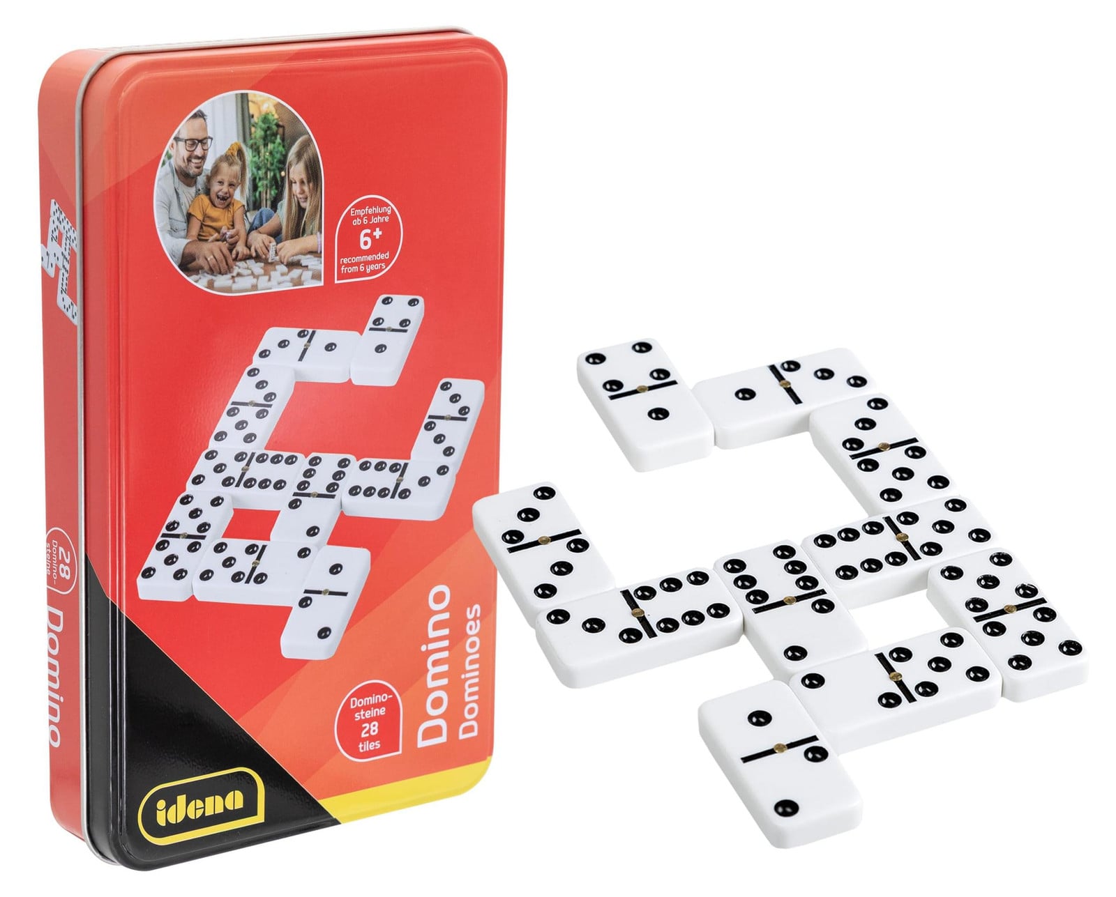 Idena Domino set van 28 stenen in blikdoos