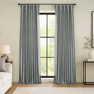Exclusive Fabrics Exclusive Fabric Storm Grey Faux Textured Dupioni Silk Curtains (1 Panel)