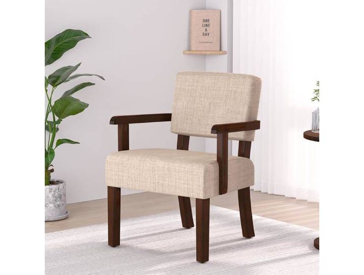 Fauteuil à accoudoirs en Bois Solide Fauteuils de Salon Moderne Confortable pour Salon/Bureau