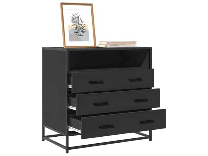 Schubladenschrank Schwarz 70x41x70 cm Holzwerkstoff mit Metallgestell 3 Schubladen, Metallgestell, Holzwerkstoff, feuchtigkeitsbeständig, stabile Oberplatte, industrieller Stil