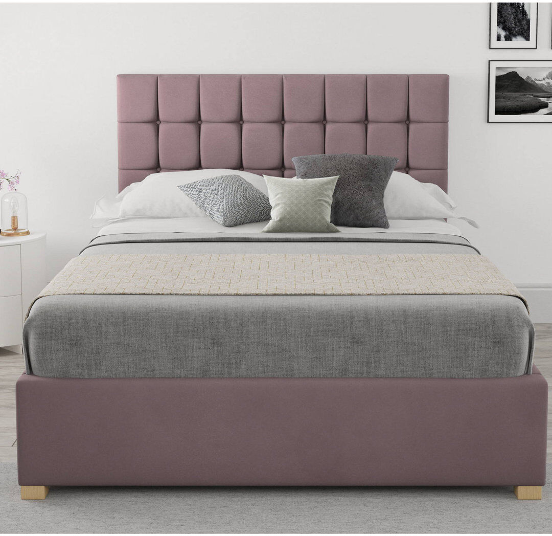Zipcode Design Chevalier Upholstered Lift Up Storage Bed Blush Double (4'6)