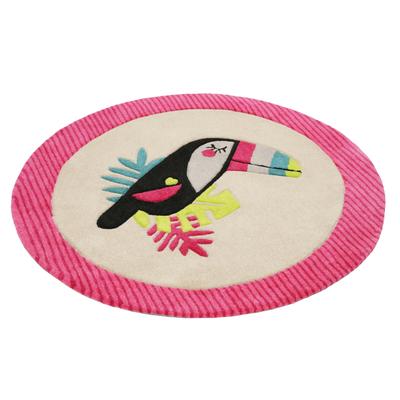 Kinderteppich ESPRIT "E-Toucan ESP-4373" Gr. 9, pink, H:9mm Ø:100cm, Kunstfaser, Teppiche, Kinderteppich, besonders weich, Motiv Toucan