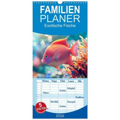 Familienplaner 2026 - Exotische Fische mit 5 Spalten (Wandkalender, 21 x 45 cm) CALVENDO