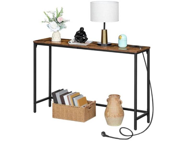 HOOBRO Console Meuble avec multiprise Table Console Bout de Canapé étroit Console derrière Le canapé 120 x 30 x 79 5 cm