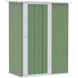 STILVORA Metall-Gerätehaus Stahl Grün 142x84x189 cm mit Pultdach und großer Tür