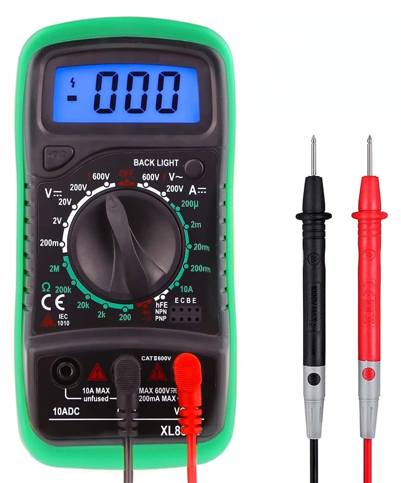 Selius Digitale Multimeter met LCD-achtergrondverlichting en handheld ontwerp