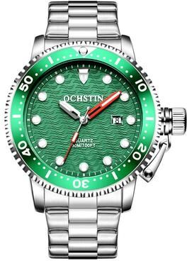Everyday Crate OCHSTIN Men Waterproof Quartz Watch Stainless Steel silver+green