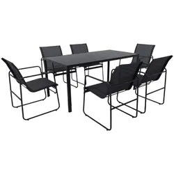 Hardin 1fachgut Dining-Set SANTINO 7tlg. Sitzgruppe - Schwarz