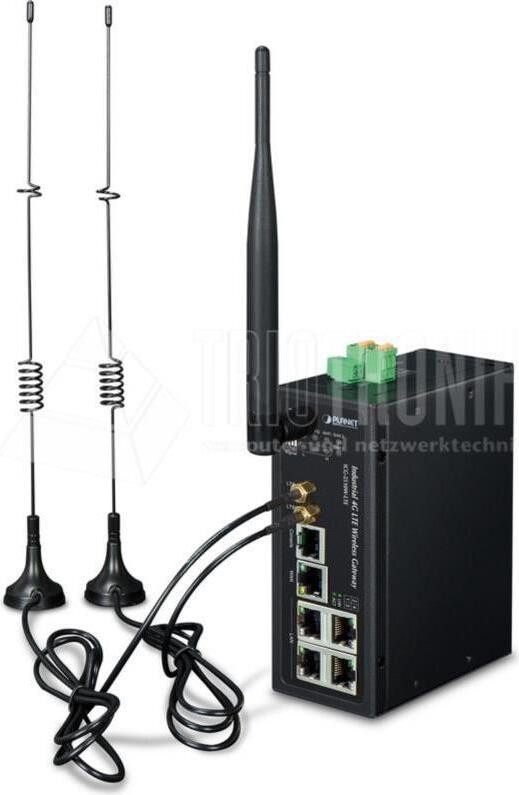 PLANET Industrieel 4G LTE mobiel netwerkapparaat, zwart, DIN-railmontage, IP30, extern, SMA-connector, MiniSIM
