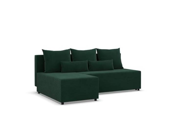 Mebligo Fermo - Ecksofa mit Schlaffunktion, Bettkastem, Komfort und Still, Universelle Seite, dunkelgrün (Poso 014)