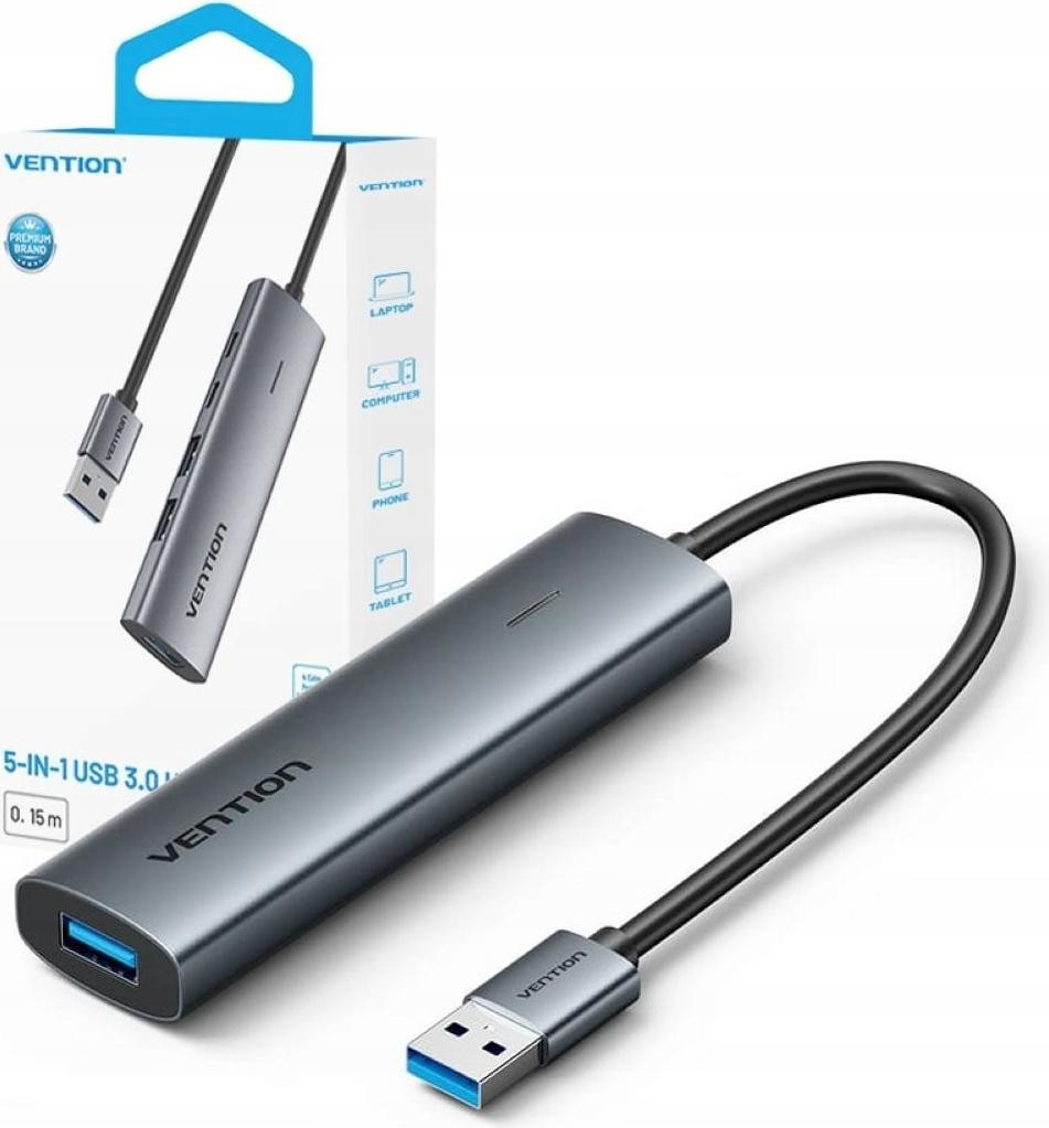 Vention Hub 5in1 USB-A 3.0 Kabel 0,15 m