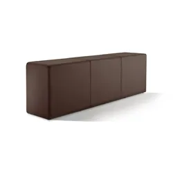 wonido Bank, Sitzbank in Stuhlhöhe mit komfortabler Polsterung, B = 150 cm, T = 33 cm, H = 47,5 cm, echtes Leder, braun