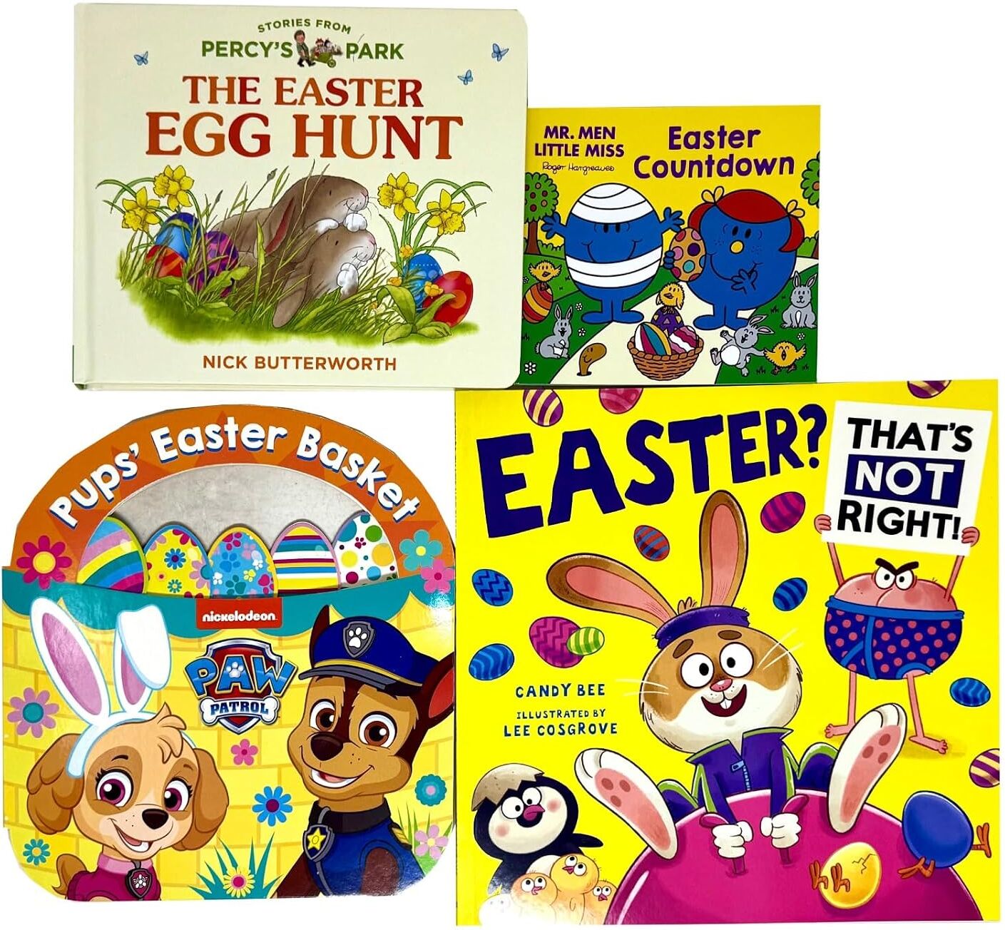 Various Publishers Easter 4 Books Collection Set - PAW Patrol, Percy the Park Keeper & Mr Men Little Miss - Mixed Format - Ages 0-7 -  Easter Gift Set
