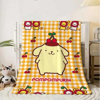 Shop Station Pompompurin Anime Blanket Soft Flannel Fleece Kawaii Throw Blanket For Bed, Sofa & Cozy Winter Comfort yellow 49.21 59.06 Inches