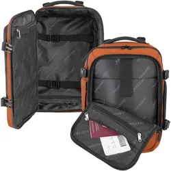 Normani Reiseset aus Reisetrolley und erweiterbarem Handgepäck-Rucksack, Koffer, Orange
