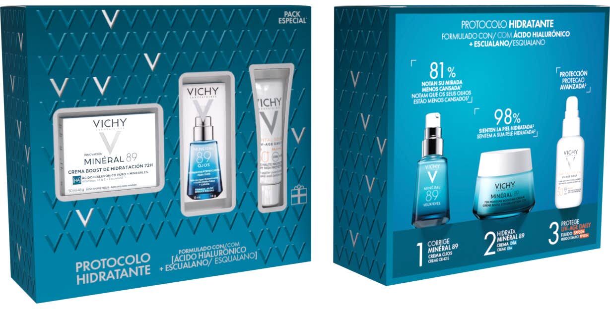Vichy Pack Mineral 89 Crema 50ml + Contorno de Ojos + Solar UV Age Daily