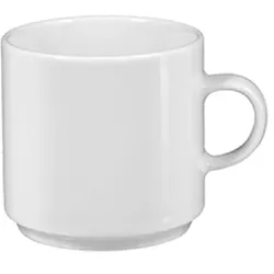 Esmeyer 6 x Kaffeeobertasse SAVOY, Inhalt: 0,18 ltr.,  stapelbar, uni weiss, Seltmann Porzellan
