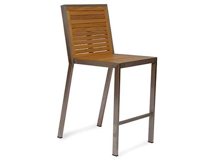 Teako Design Barstuhl Barhocker Fedaia Edelstahl Teak stapelbar Hochstuhl wetterfest unbehandeltes massivholz Teakholz