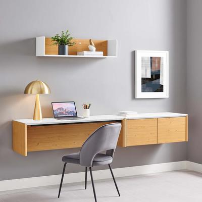 Modway "Kinetic 49"" Wall-Mount Office Desk With Cabinet and Shelf"