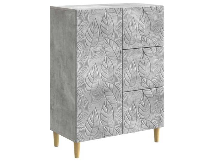 Sideboard Betongrau 66 x 34,5 x 90 cm Holzwerkstoff Vintage-Look, Eukalyptusbeine, Holzwerkstoff-Regale, 90°-Pendeltüren, einfache Pflege
