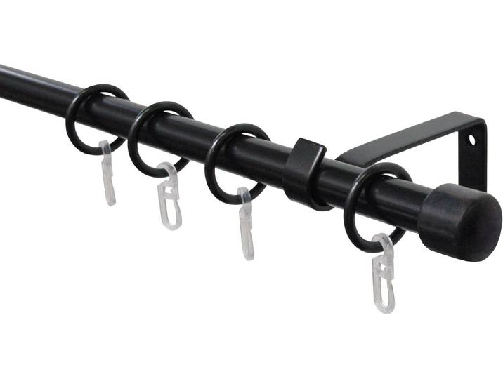 Gardinenstange GARDINIA Set Metall Gr. 1, schwarz, Ø:16mm, Gardinenstangen, Gardinenstange, 1-Lauf