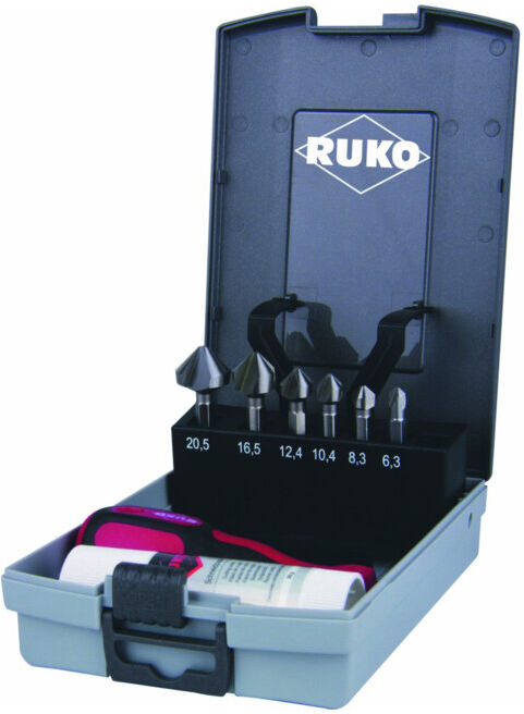 Ruko Jeux de fraises à chanfreiner longs 90° HSS avec embout six pans 1/4