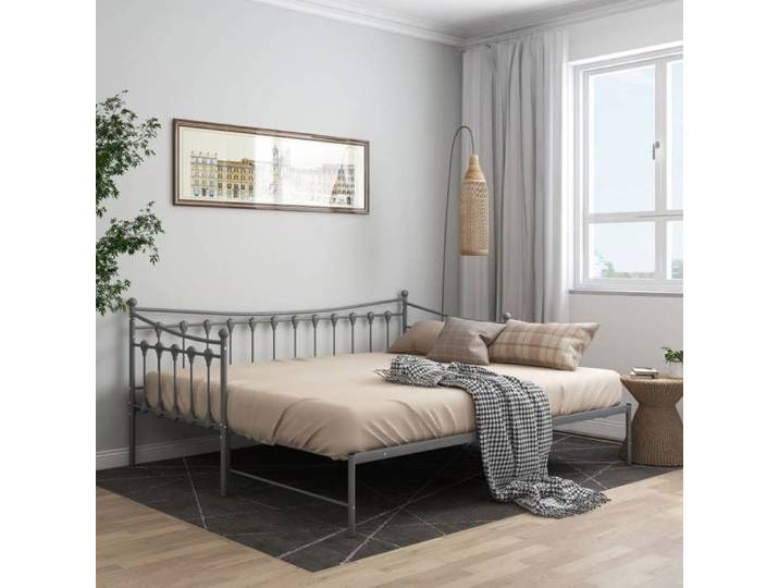 Lit banquette 90x200cm - 195 DEALS - Cadre de cana Cadre de canapé-lit extensible sans matelas gris métal 90x200cm ABHT 5985377