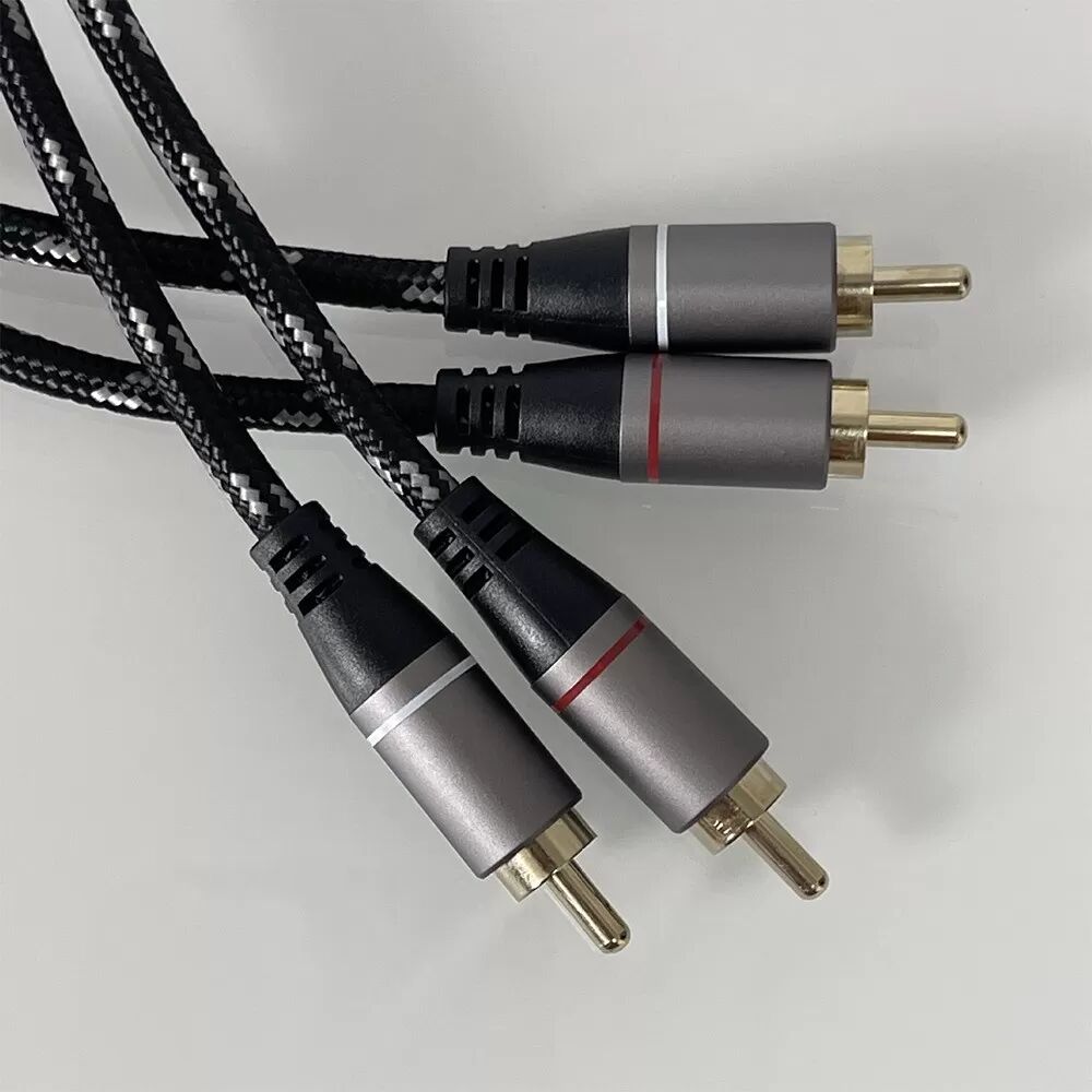 INF 2RCA Stecker auf 2RCA Stecker Audiokabel, Reiner Kupferkern, Geflochtenes Nylon, für CD-Verstärker, Lautsprecher, 1,5 m