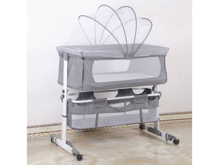Lit bébé 3 en 1, berceau avec moustiquaire, lit de voyage avec matelas, réglable, avec panier de rangement, nid Mobile pour bébé