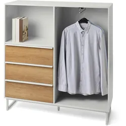 Tchibo - Kommode »Leeg« mit 3 Schubladen und Kleiderstange - 120x40x124cm - hellgrau -