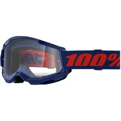 100%, Unisex, Sportbrille, STRATA 2 Goggle Navy - Clear Lens (dunkelblau-rot, Clear Lens), Blau