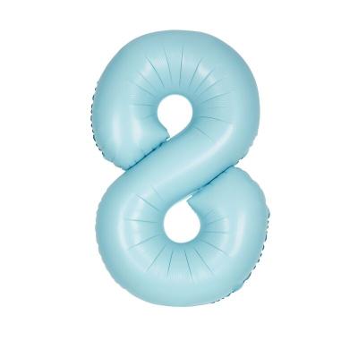 XL Folienballon hellblau matt Zahl 8