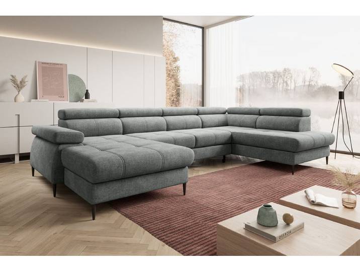 Designer Sofa Cordoba III mit Schlaf- und Klappfunktion - Links - Chenille - Luxusbetten24