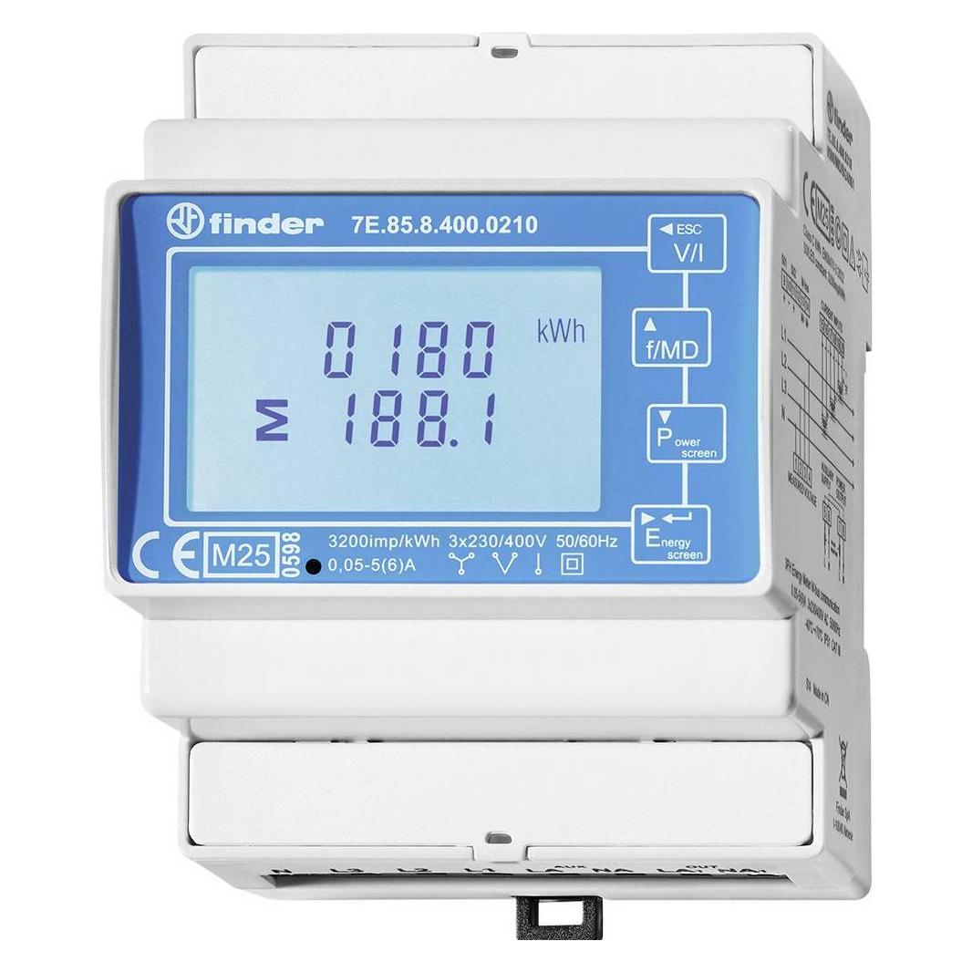 Finder Dreiphasen Multifunktions Eintarif-Energiezähler Modbus (7E.85.8.400.0210)